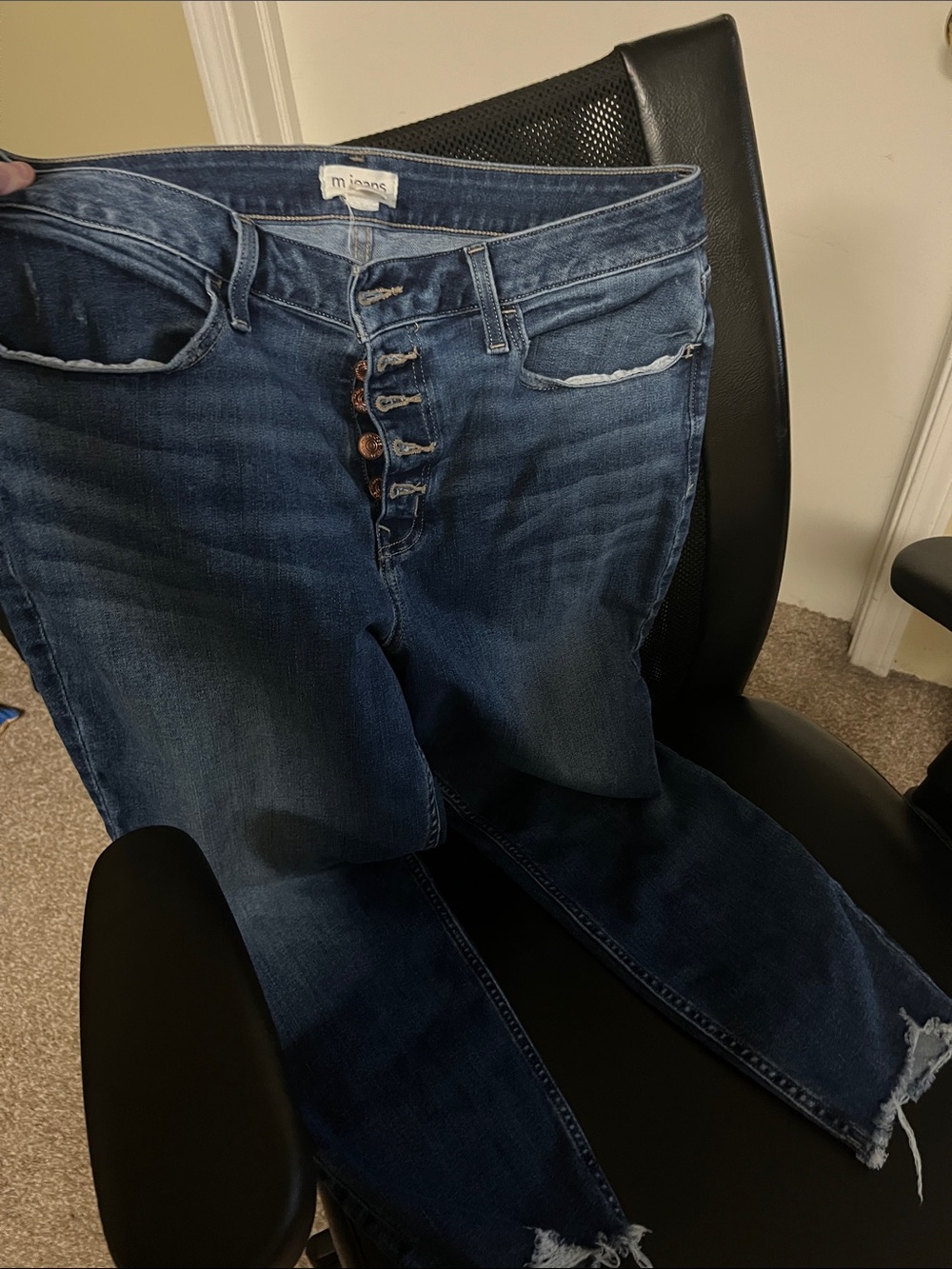 Women’s Dark Blue Button-Fly Jeans